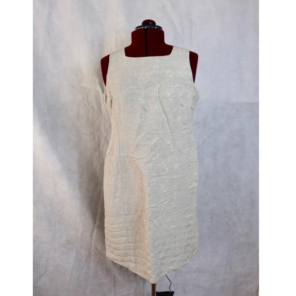 Van Heusen Linen Midi Tank Zip Embroidered Dress ! - Picture 2 of 7